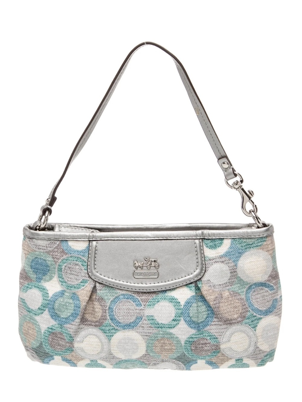 💕Coach Silver Multicolor Signature Circle Wristlet💕